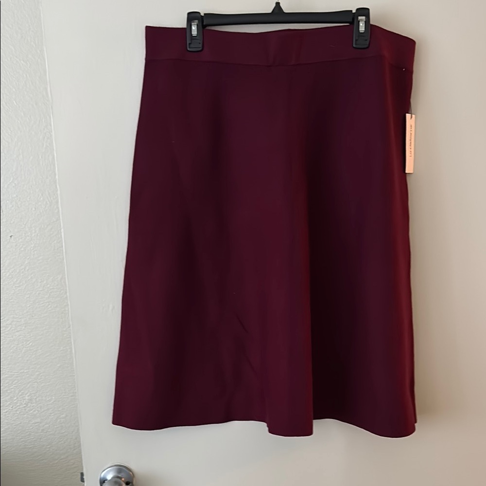 Red Knee-Length A-Line Skirt for Work